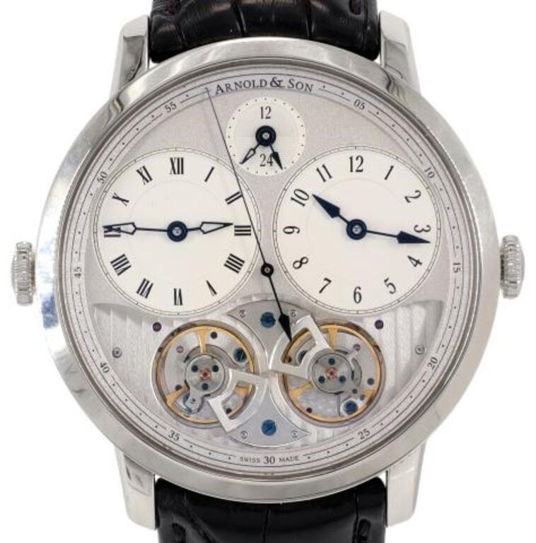 Appraisal: Gent's Swiss Arnold and Son DBG Equation GMT wristwatch stainless