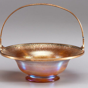 Appraisal: Tiffany Furnaces American Early th Century Basket gilt bronze glass