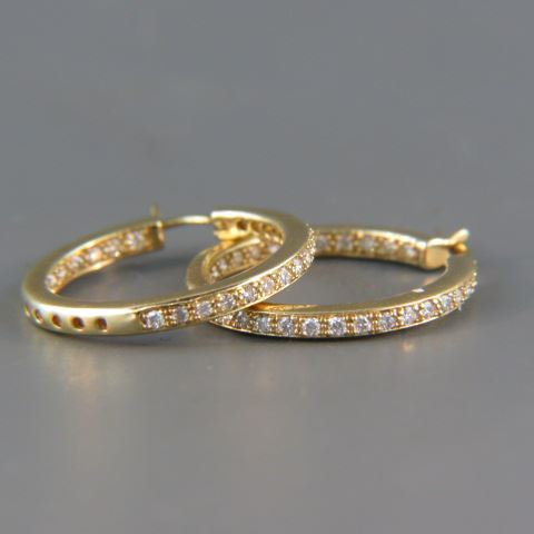 Appraisal: Diamond Earrings inside-outside hoops k yellow gold carat total