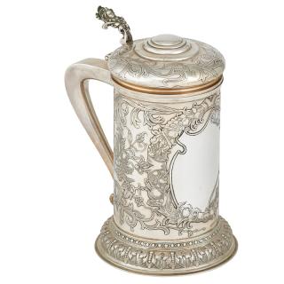 Appraisal: GORHAM STERLING SILVER TANKARD Etched design picturing the various ingredients