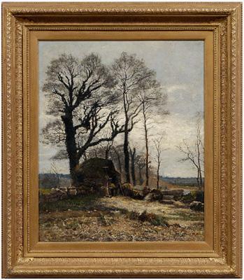 Appraisal: Camille Vernede Barbizon painting winter landscape with ivy laden trees