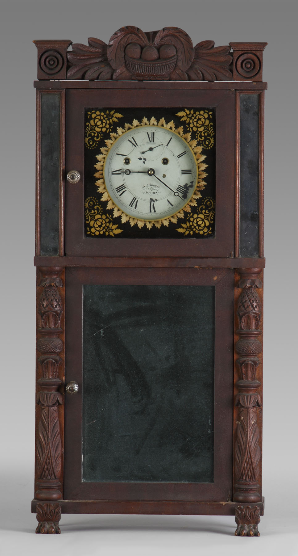 Appraisal: Asa Munger Auburn NY Empire Shelf Clock Carved mahogany case