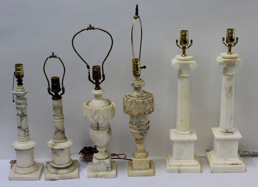 Appraisal: Lot of Antique Marble Lamps To include a pair of