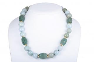 Appraisal: A Jade Bead Necklace Set with round beads each approximately