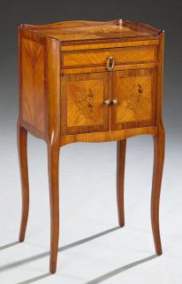 Appraisal: French Louis XV Style Marquetry Inlaid Mahogany Ni French Louis