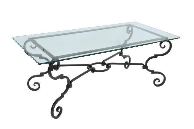 Appraisal: Glass-top coffee table th c having rectangular glass top with