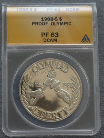 Appraisal: ANACS Grade Certified - Silver Prof Commemorative Olympic Dollar coin