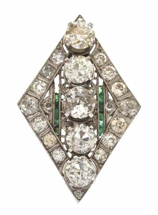 Appraisal: A Vintage Platinum Diamond and Emerald Ring containing five old