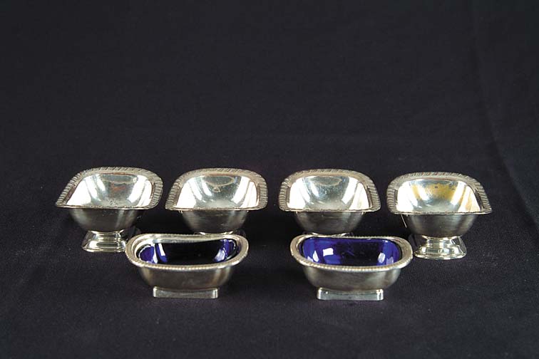 Appraisal: LOT OF OPEN SILVER PLATED OPEN SALTS Four with gadroon