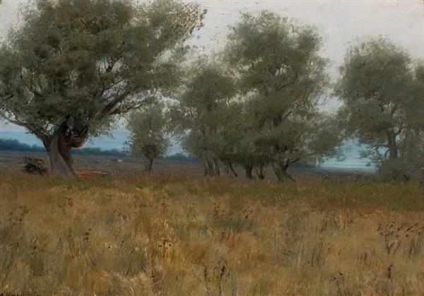 Appraisal: ALEXANDER HARRISON American - ''Olive Trees'' oil on canvas signed