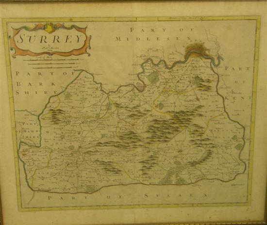 Appraisal: Robert Morden map of Surrey circa black and white engraving