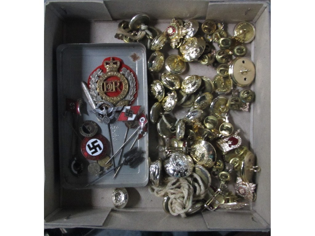 Appraisal: Box of military badges stickpins German and buttons