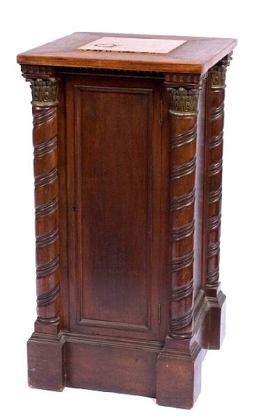 Appraisal: A pair of Neoclassical style mahogany pedestal cupboards height in