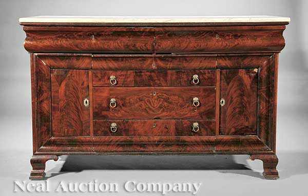 Appraisal: An American Mahogany Sideboard c original white marble top above