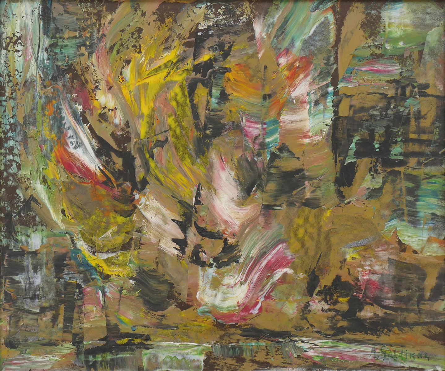 Appraisal: GALDIKAS Adomas Lithuanian - Abstract Composition Oil Masonite '' x