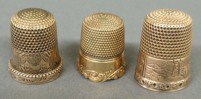 Appraisal: - Three tested k gold thimbles dwt -