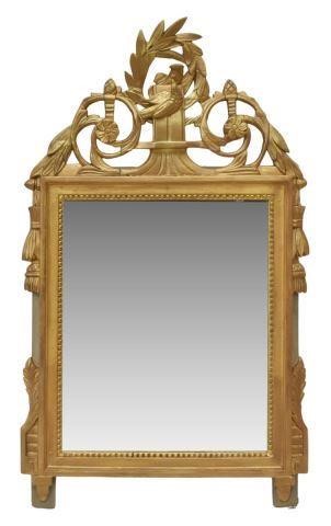 Appraisal: French giltwood mirror early th c scrolling foliate crest with