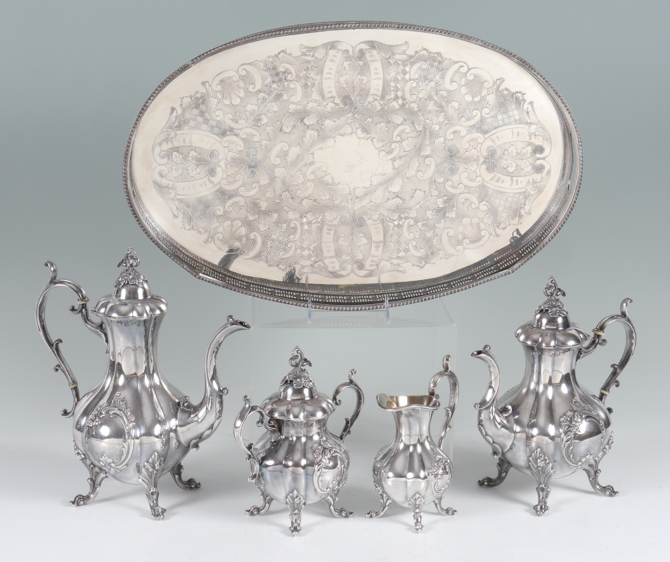 Appraisal: REED BARTON WINTHROP SHIELD SILVERPLATE TEA SERVICE pieces total piece