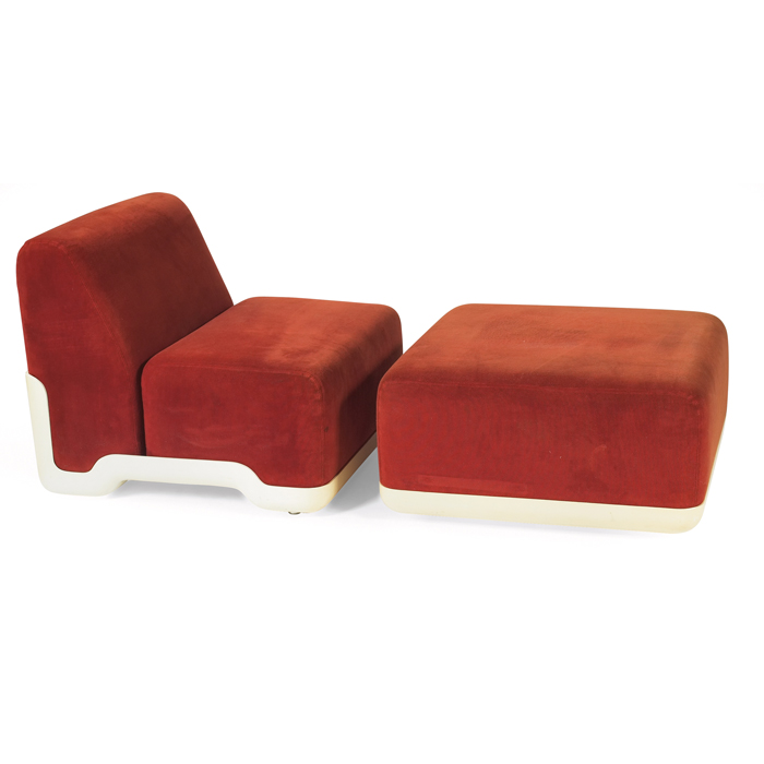 Appraisal: Harvey Probber lounge chair and ottoman pair four pieces by