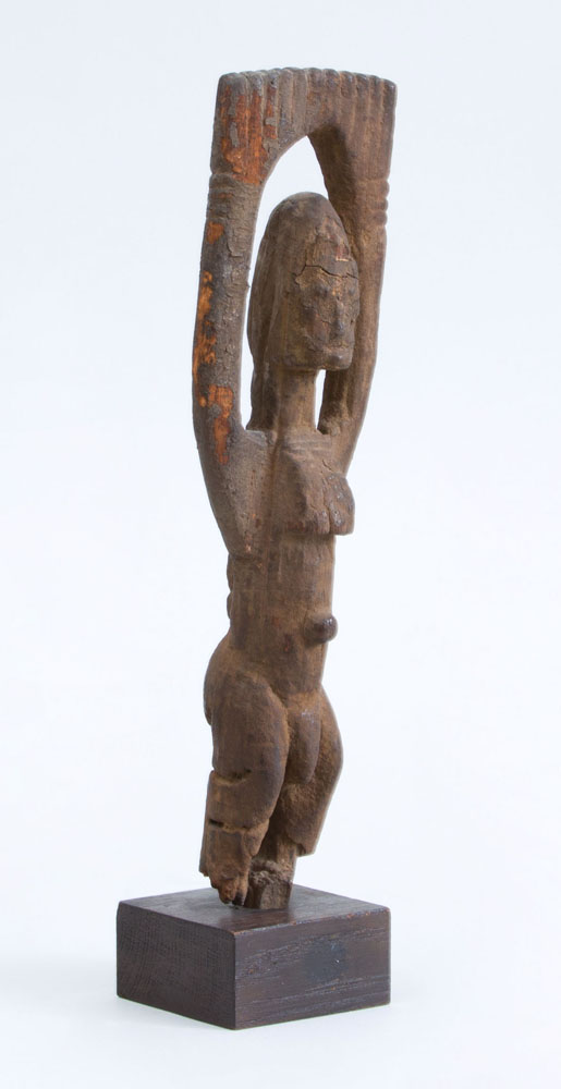 Appraisal: AFRICAN CARVED HARDWOOD TELLEM FIGURE MALI Now mounted on a