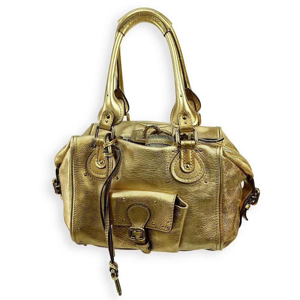 Appraisal: Chloe Gold Leather Paddington Front Pocket MM Bag Chloe Gold