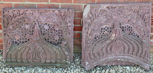 Appraisal: A NEAR PAIR OF INDIAN MOGUL TH CENTURY RED SANDSTONE