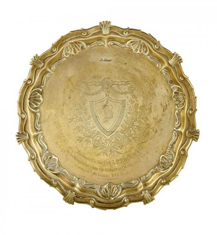 Appraisal: AN EDWARD VII WAITER the cavetto embossed with shells in