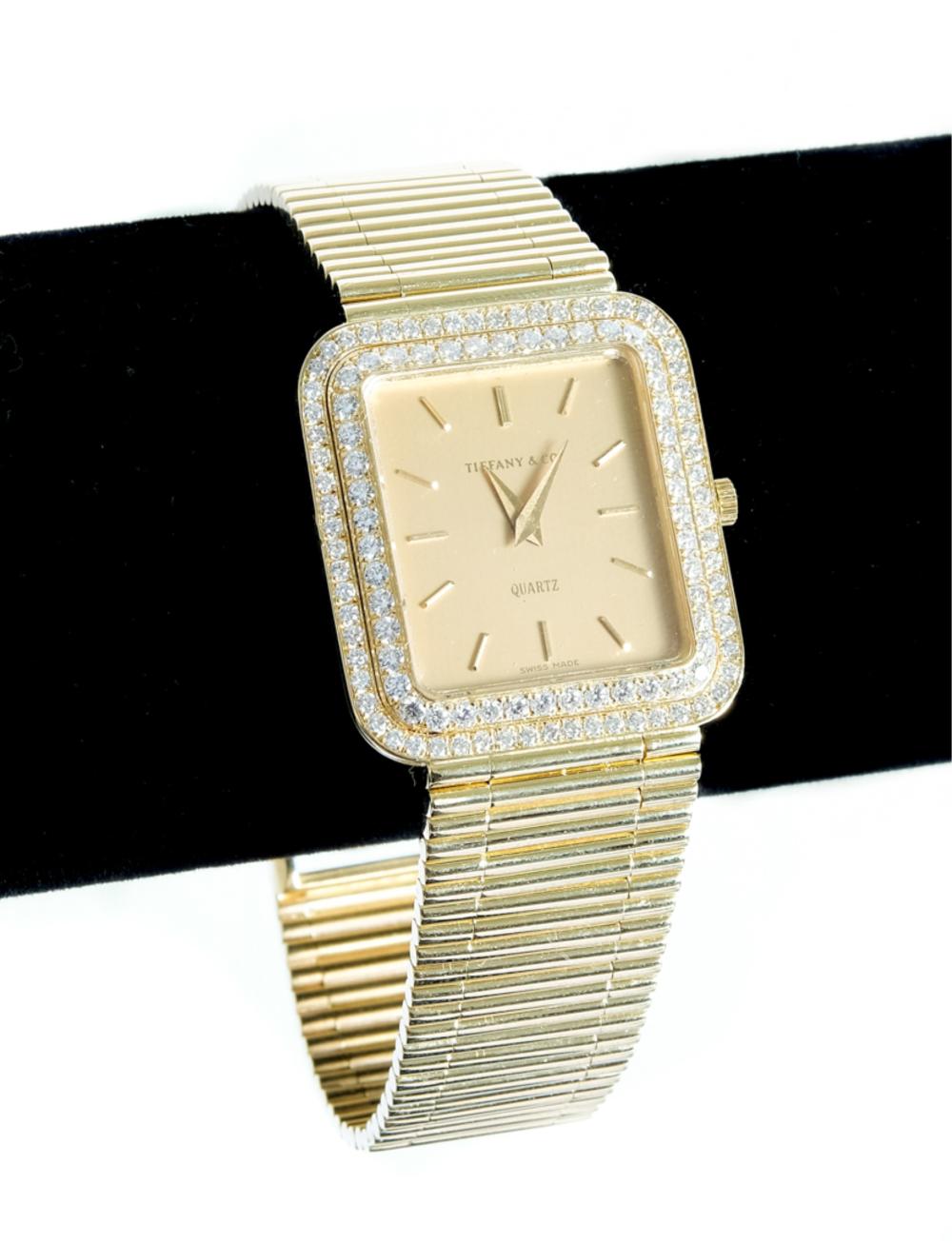 Appraisal: TIFFANY CO K YG DIAMOND QUARTZ WATCHTiffany Co k yellow