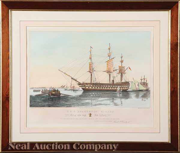 Appraisal: A Pair of Antique English Colored Lithographs of Ships including