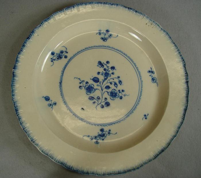 Appraisal: Leeds pearlware blue featheredge charger floral field decoration d excellent