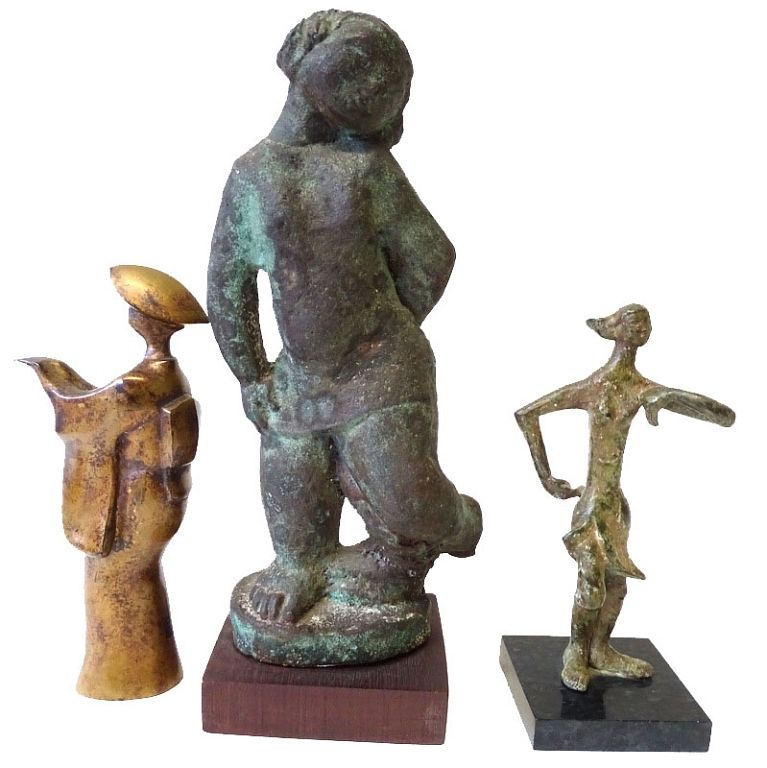 Appraisal: Three Artist Unknown Bronzes Three Artist Unknown Bronzes Measures approx