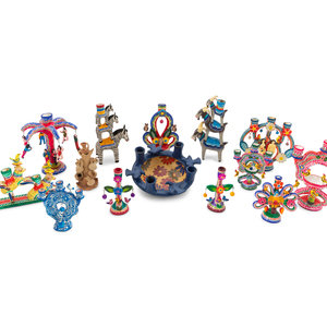 Appraisal: A Collection of Mexican Pottery Candelabra th Century includes total