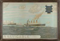 Appraisal: LARGE STONE LITHOGRAPH STEAMSHIP PRINT Grand four-stack ship with other