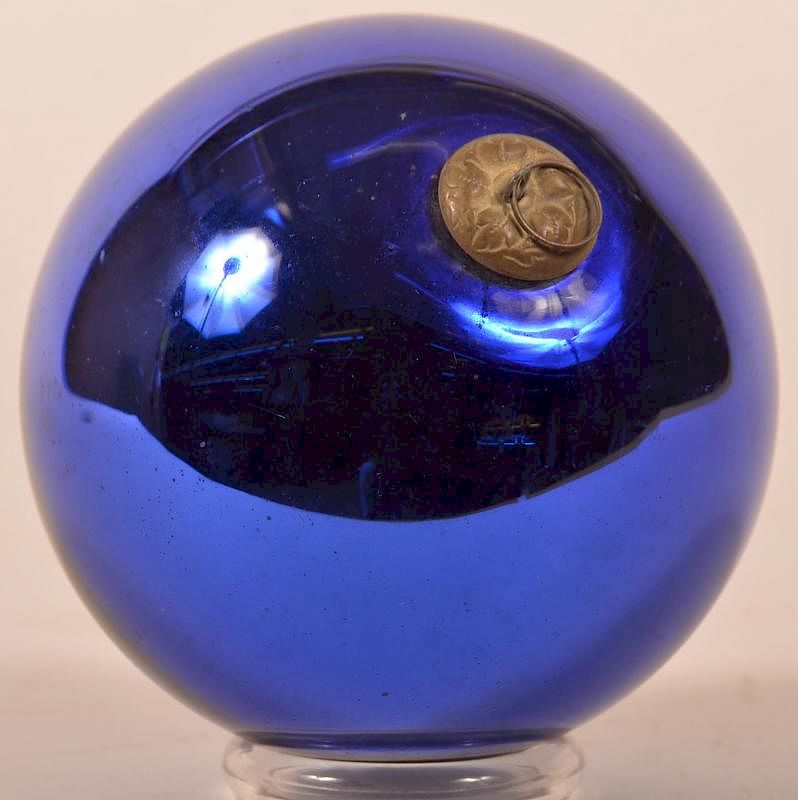 Appraisal: Cobalt Blue Glass Ball Form German Kugel Antique Cobalt Blue