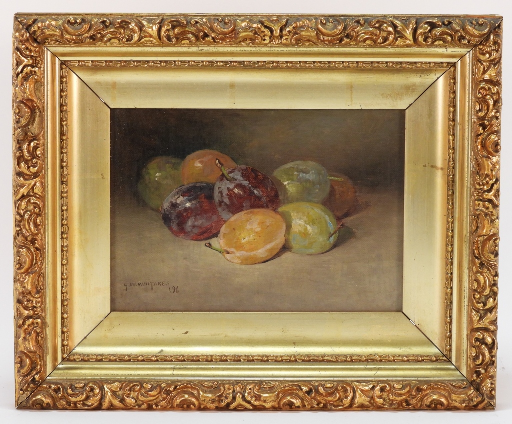 Appraisal: GEORGE WHITAKER FRUIT ON TABLE STILL LIFE PAINTING Rhode Island