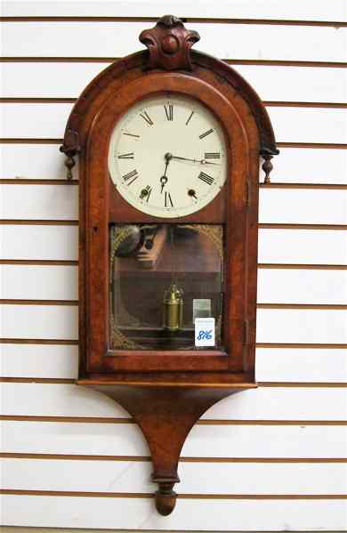 Appraisal: A VICTORIAN BURL WALNUT CASE WALL CLOCK Anglo-American late th