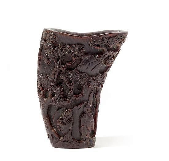 Appraisal: A Carved Horn Cup Height inches A Carved Horn Cup