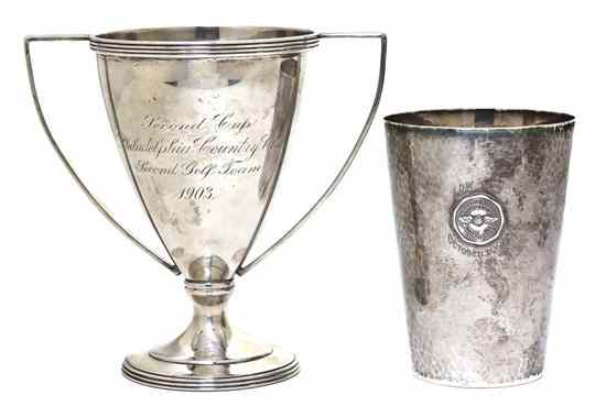 Appraisal: Two American Sterling Silver Trophies comprising an Arts and Crafts