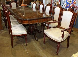 Appraisal: lot of Italian marquetry dining table and associated chairs lot