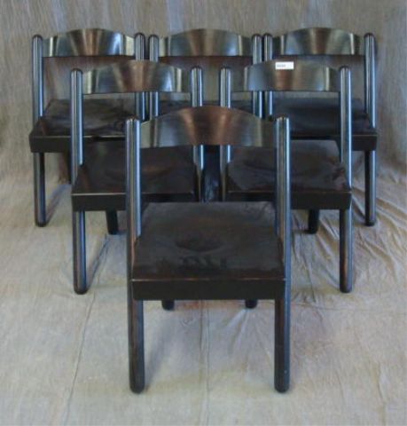 Appraisal: Italian Black Lacquer Midcentury Wood Chairs Dimensions x x