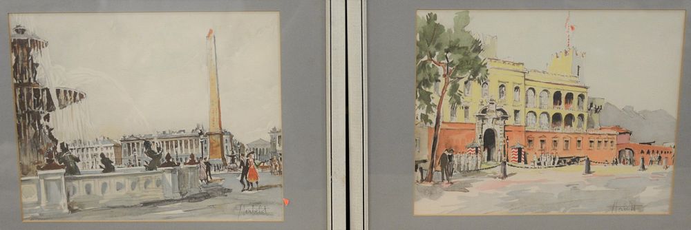 Appraisal: Set of Eighteen Franz Herbelot French Lithographs Paris street scenes