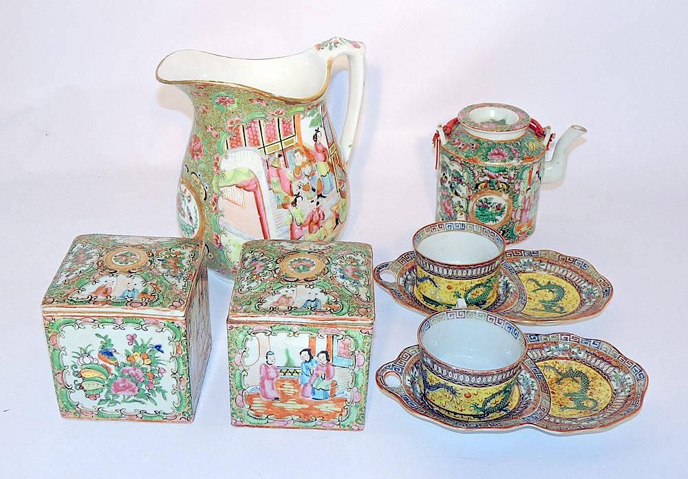 Appraisal: Grouping of Chinese Porcelains Grouping to include a rose medallion