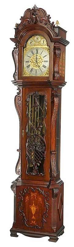 Appraisal: Aesthetic Movement Chiming Tall Case Clock late th century brass