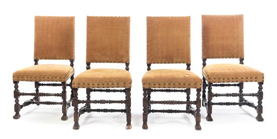 Appraisal: Sale Lot A Set of Four Jacobean Style Side Chairs