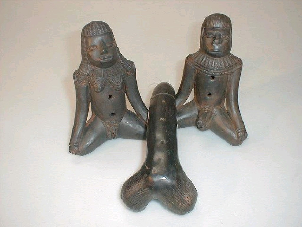 Appraisal: A pair of Egyptian style terracotta fertility figures of a