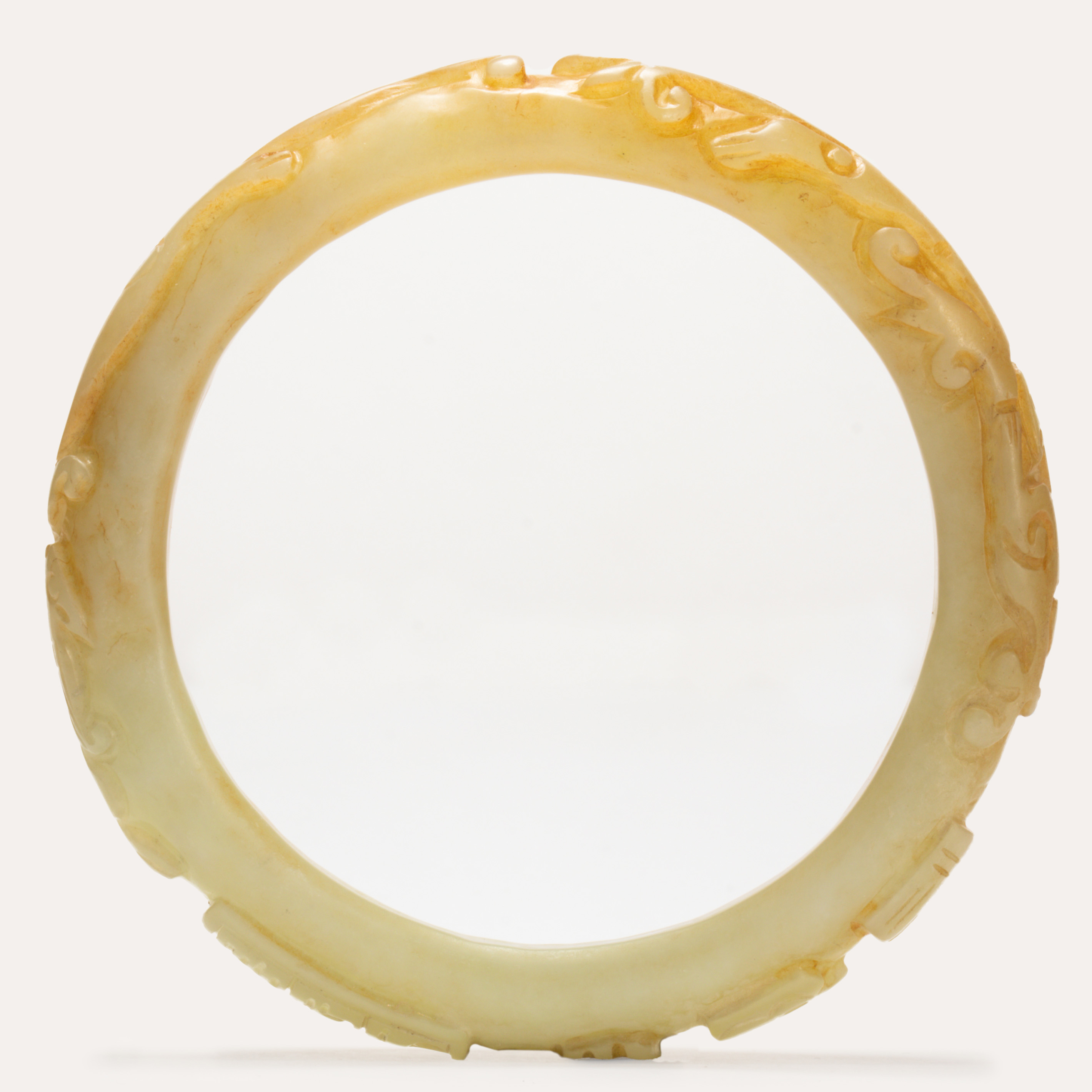 Appraisal: CHINESE RUSSET JADE BANGLE Chinese russet jade bangle dia