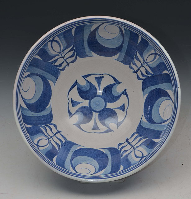 Appraisal: Laurence McGowan British b Bowl circa - blue brushwork motifsAldermaston