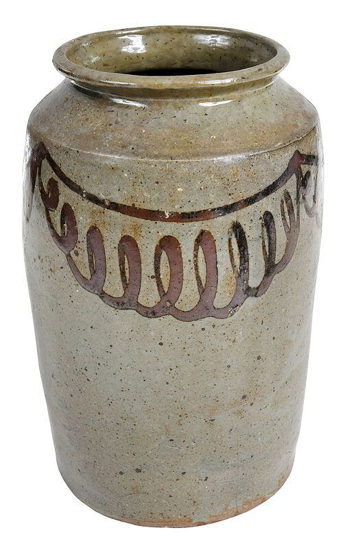 Appraisal: Decorated Edgefield Stoneware Preserve Jar attributed to Thomas Chandler likely