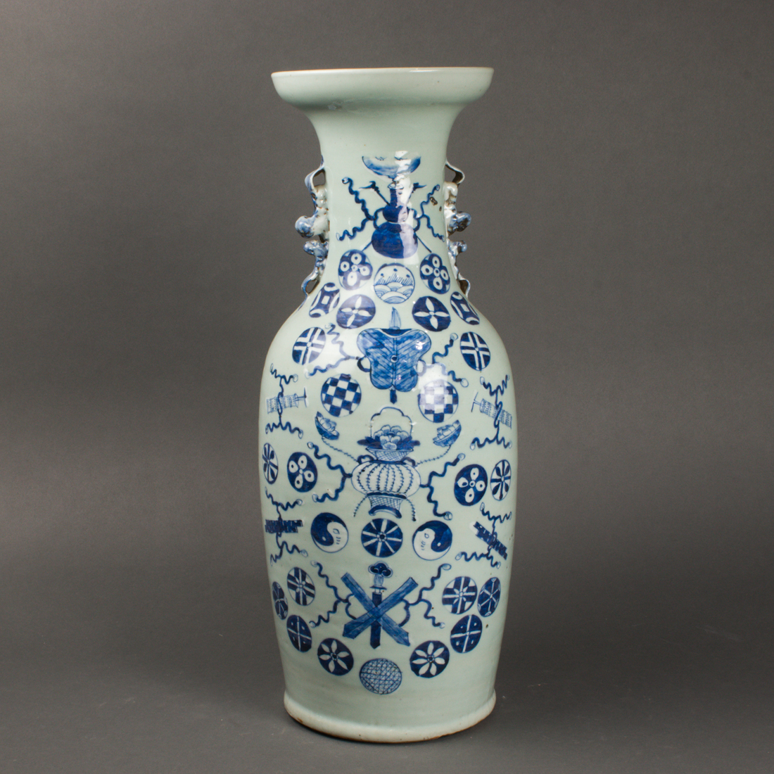 Appraisal: CHINESE BLUE AND WHITE ON CELADON GROUND VASE Chinese blue