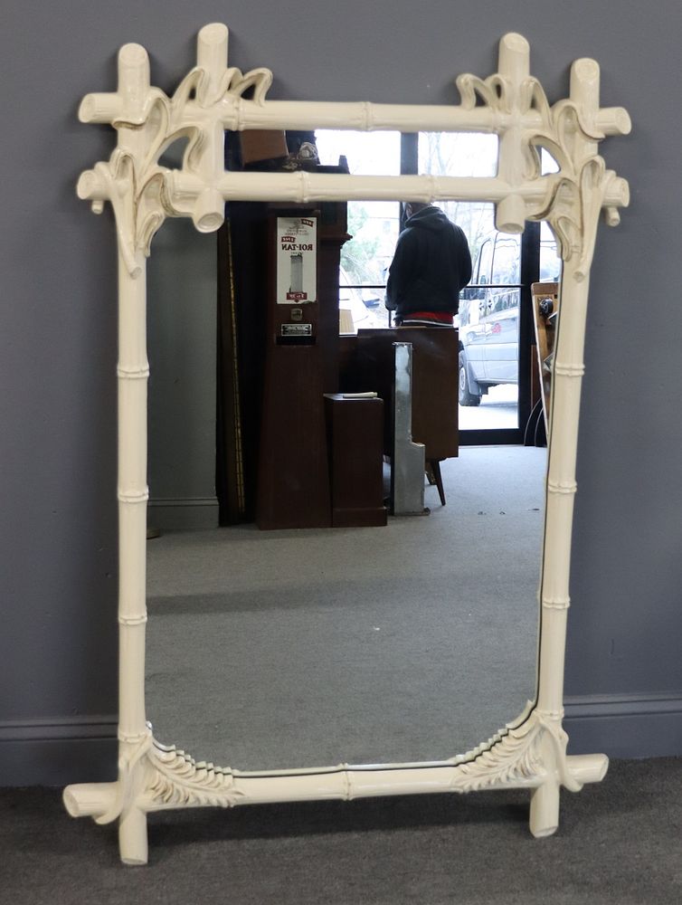 Appraisal: Vintage Lacquered Bamboo Form Mirror Nice quality and heavy From